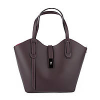 Сумка жіноча шкіряна Virginia Conti 03692 з червоною підкладкою бордова