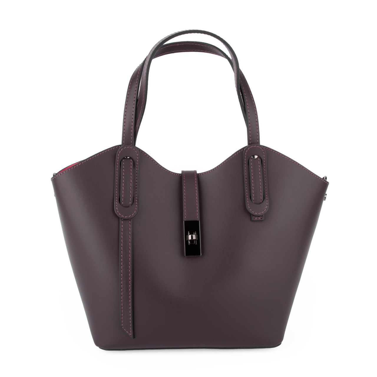 Сумка жіноча шкіряна Virginia Conti 03692 з червоною підкладкою бордова, фото 1