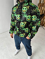 Чоловіча куртка демісезонна чорного кольру з принтом