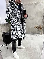 Куртка зимова з капюшоном принт чоловіча жіноча унісекс