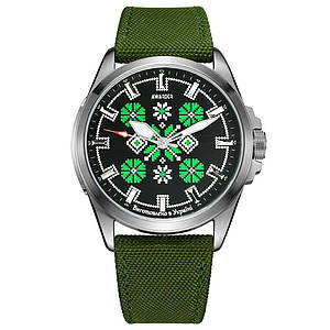 Awarder Embroidery Silver-Green Green  Battery 10ATM