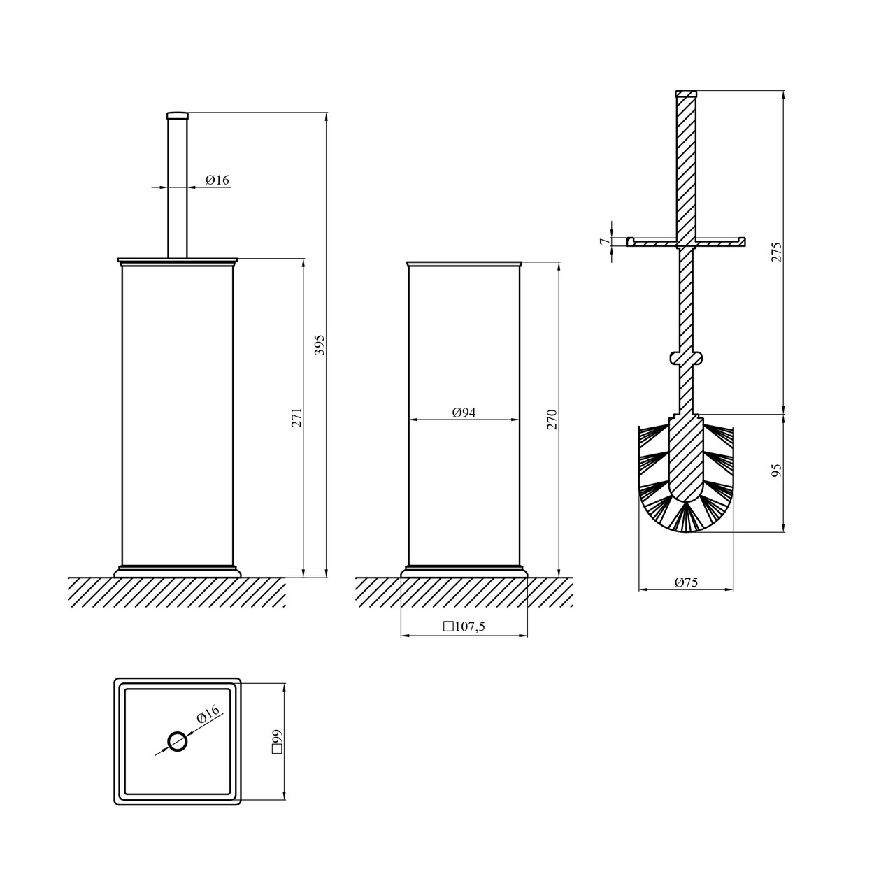 Йоржик для унітаза підлоговий Kroner KRP Graz - SCH017, фото 1
