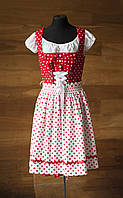 Красный коттоновый австрийский сарафан дырдь в горох женский Traditionell & Modern, размер S, М