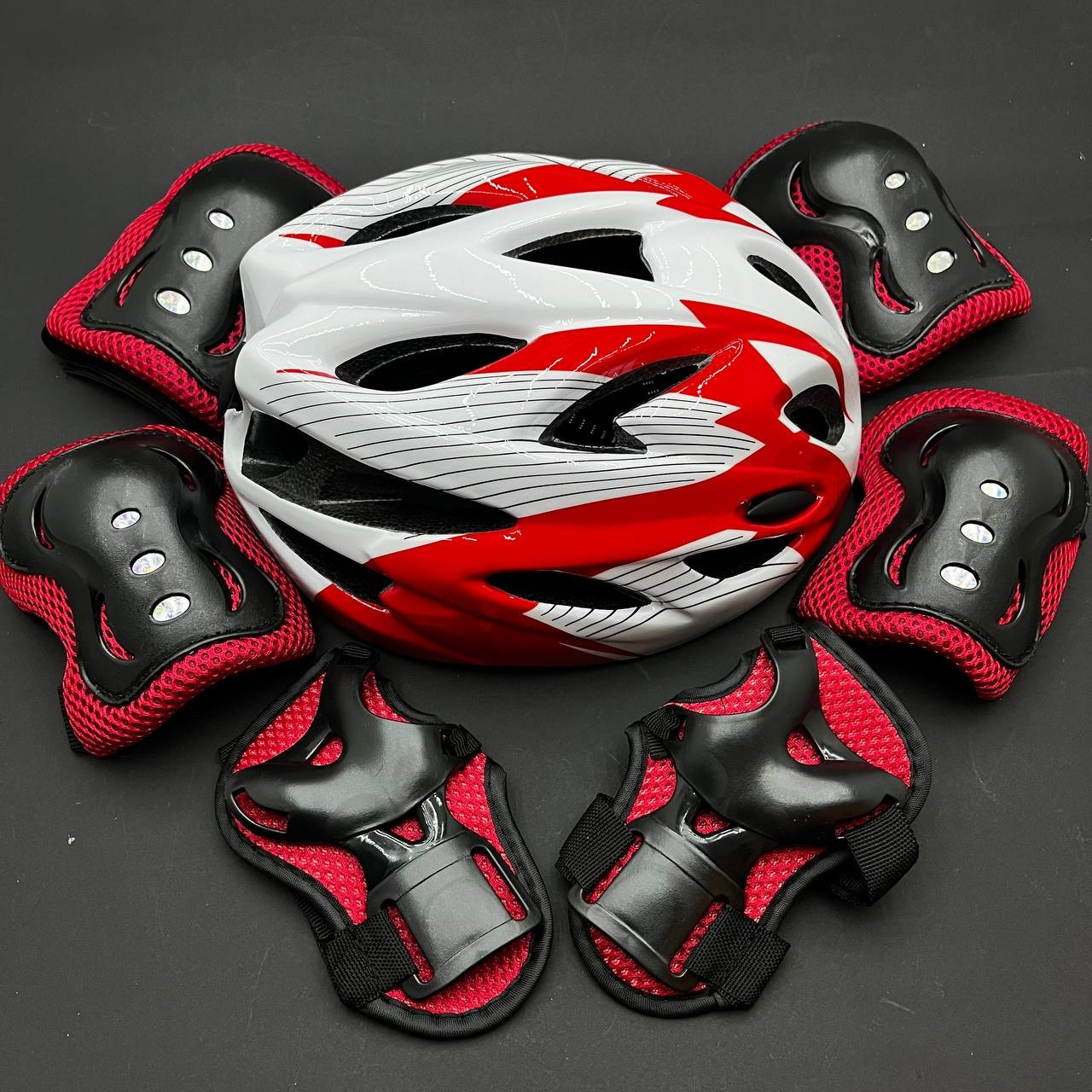 Якісний комплект захисту, шолом  + наколінники, налокітники, рукавички, фото 1