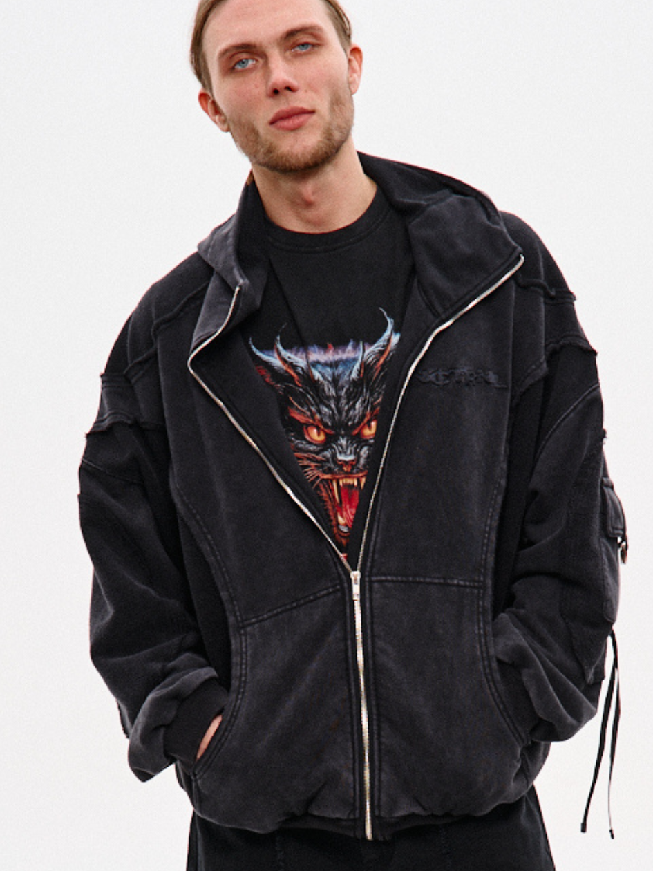 Чоловіче худі на блискавці NCTRNL оверсайз крою "Стілстоун", фото 1