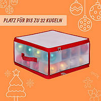 Коробка для зберігання новорічних куль М, червоний