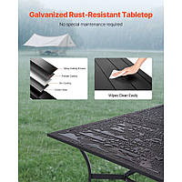 Садовий стіл VEVOR для патіо, балконний стіл (1500 x 960 x 725 мм) виготовлений з вуглецевої сталі, прямокутний обідній стіл для