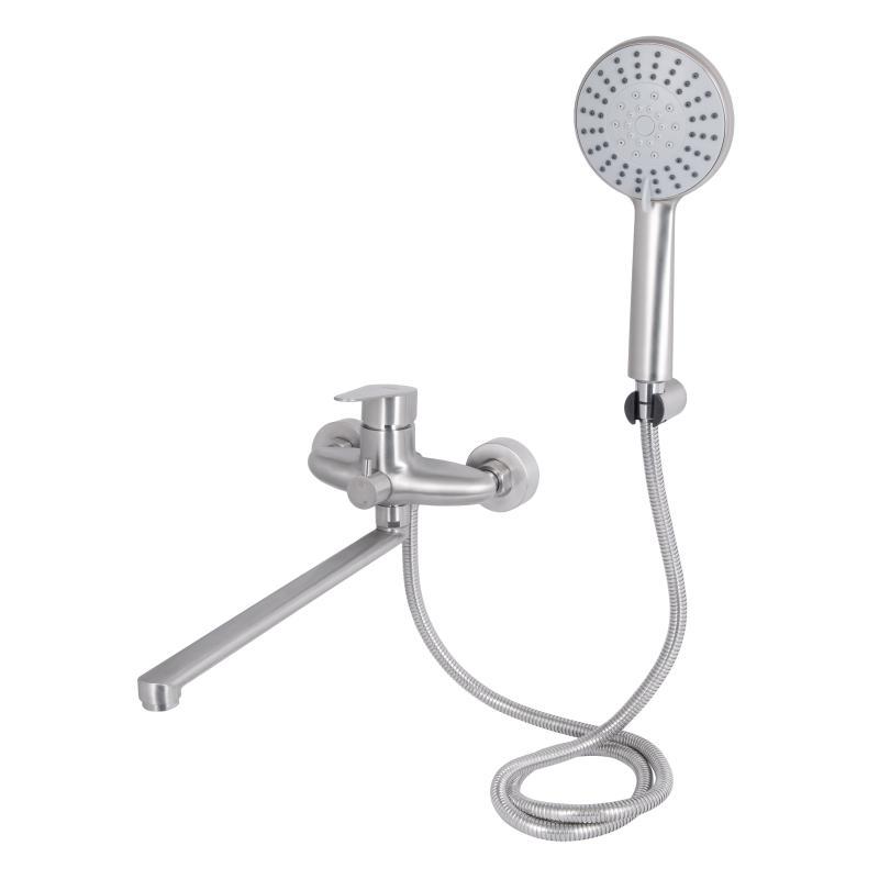 Смеситель для ванны Lidz Vida 005 с поворотным изливом (c душевым гарнитуром) (k35) LDVID005NKS38087 Nickel, фото 1