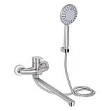 Смеситель для ванны Lidz Vida 005 с поворотным изливом (c душевым гарнитуром) (k35) LDVID005NKS38087 Nickel, фото 3