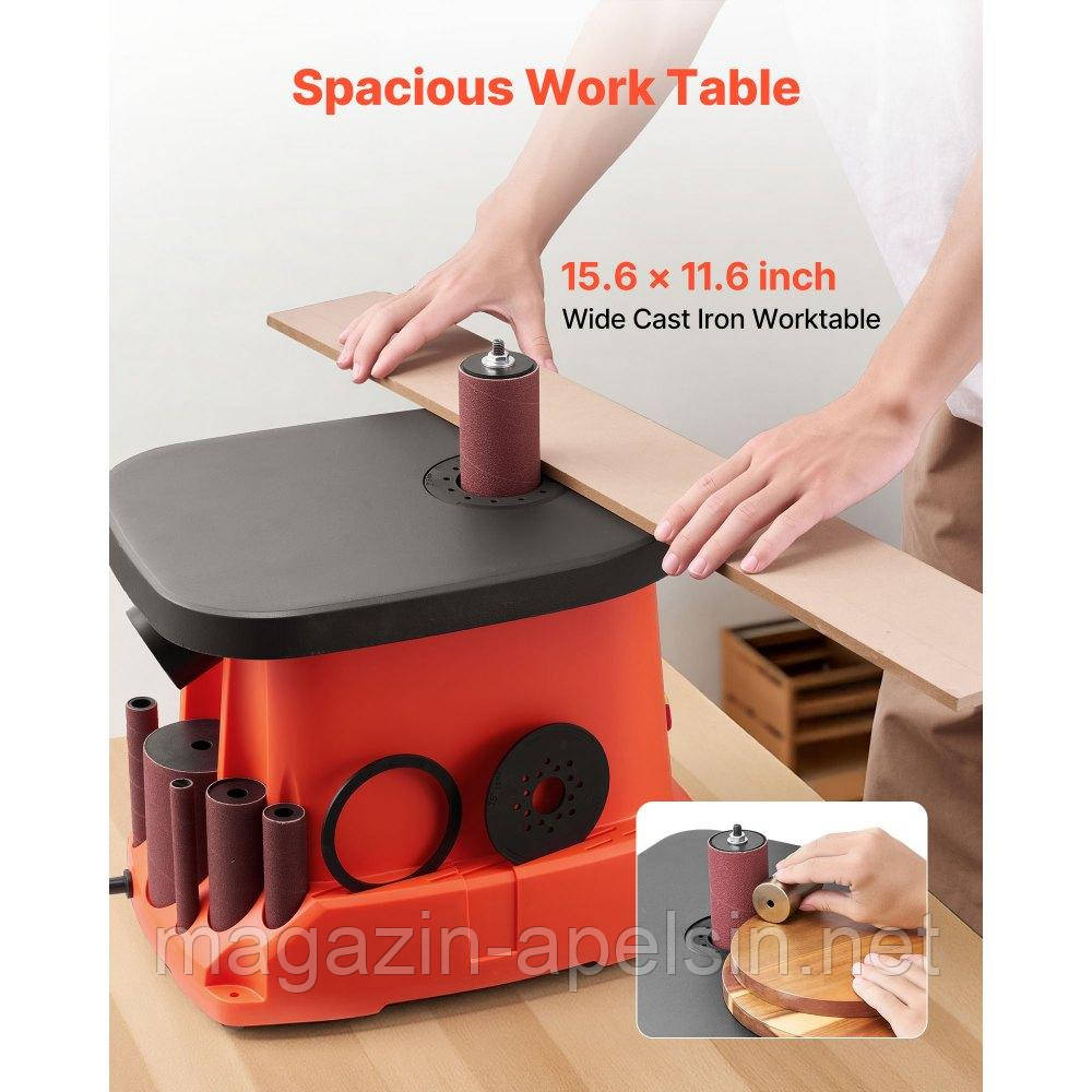 Шліфувальна машина VEVOR з осцилюючим шпинделем, 2000 об/хв, 6 втулками (12,7–76,2 мм), хід 16 мм та чавунний стіл 397 x 295 мм