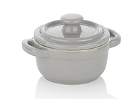 Форма для запікання Kela Malin керамічна з кришкою 10х8см, світло-сіра (15290)