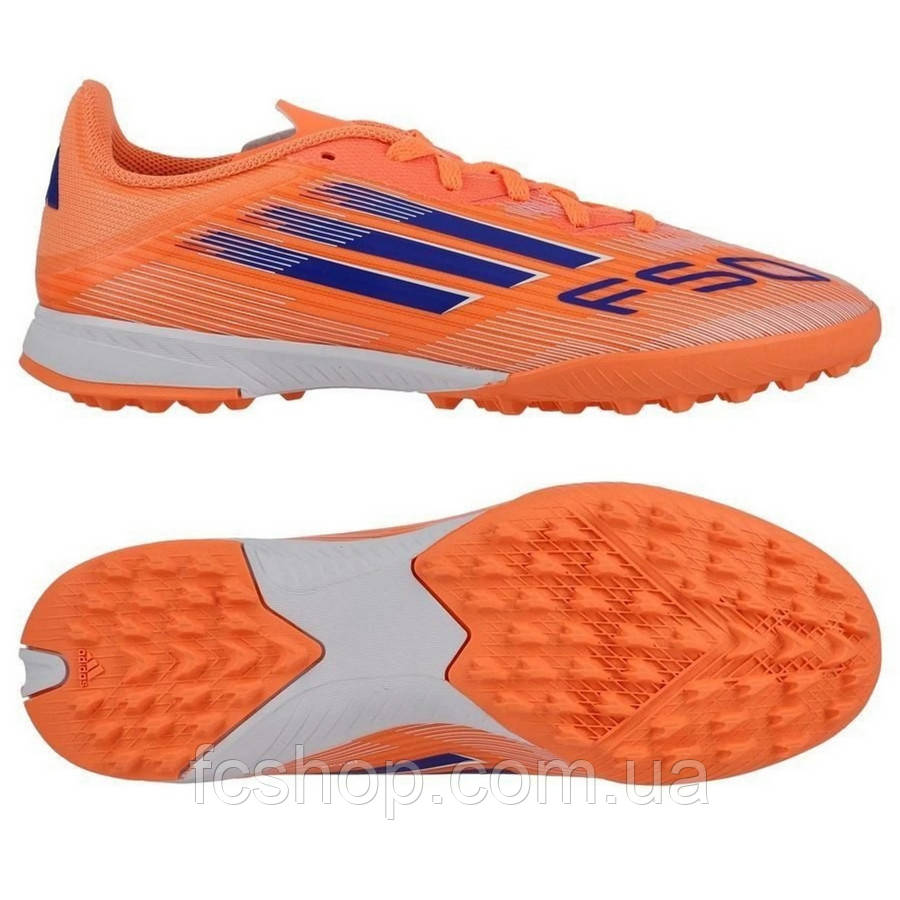 Дитячі коралові сороконіжки Adidas F50 League Turf Kids JI0001, Жовтогарячий, Розмір (EU) — 36, фото 1
