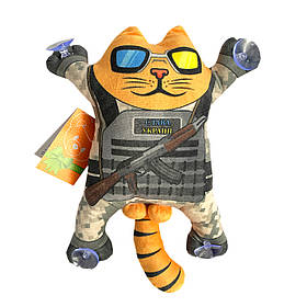 М`яка іграшка Котик "Слава Україні! Героям Слава" на присосках в машину 28*24*7 см (00284-149)