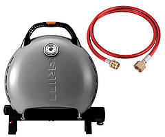 КОМПЛЕКТ Портативний переносний газовий гриль O-GRILL 600T, срібло + шланг в подарунок! Код: 011681