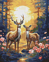 Набір з алмазною мозаїкою «Граціозні олені» з АВ стразами 40х50 см, ТМ Ідейка