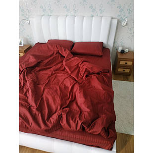 Бордо Страйп - Сатин - Євро комплект постільної білизни