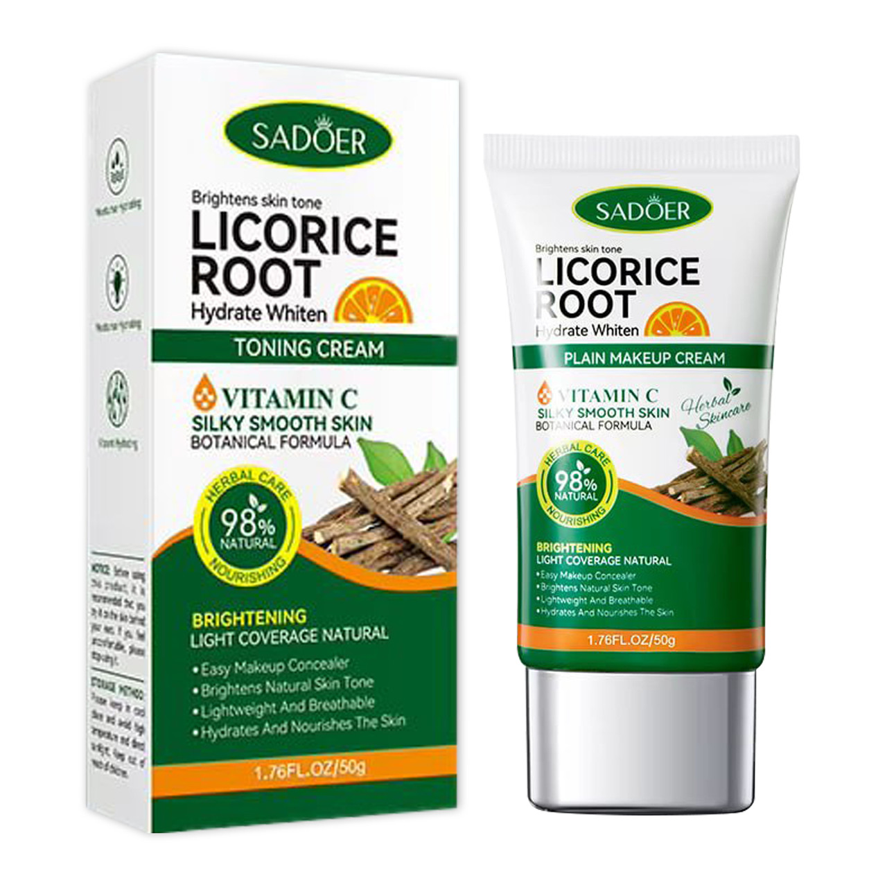 Крем для обличчя SADOER Licorice Root + Vitamin C освітлювальний, зволожуючий 50 г, фото 1