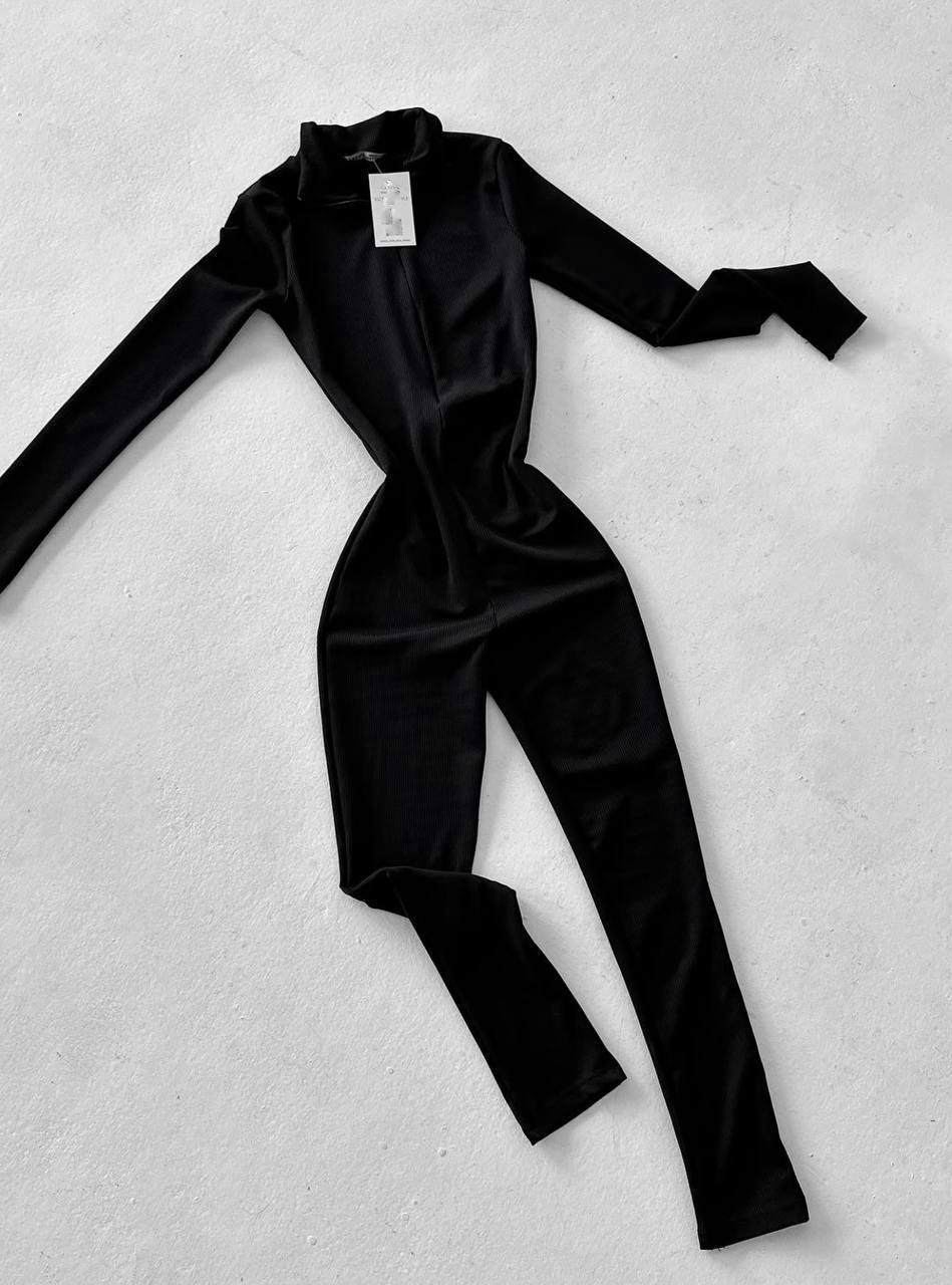 Комбінезон жіночий з утепленням на блискавці з розрізами для пальчиків р.40-42/ 42-44 Модель 1526-2381 Колір: чорний, шоколадний, фото 1