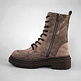 Черевики жіночі замш на хутрі 592738 Сірі Коричневі, фото 3