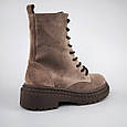 Черевики жіночі замш на хутрі 592738 Сірі Коричневі, фото 6