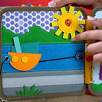 М'яка книжка-бізіборд Олень фетр пальчикові ігри шнурівка сортер за кольорами липучи 21*7*21см (C 69029), фото 8