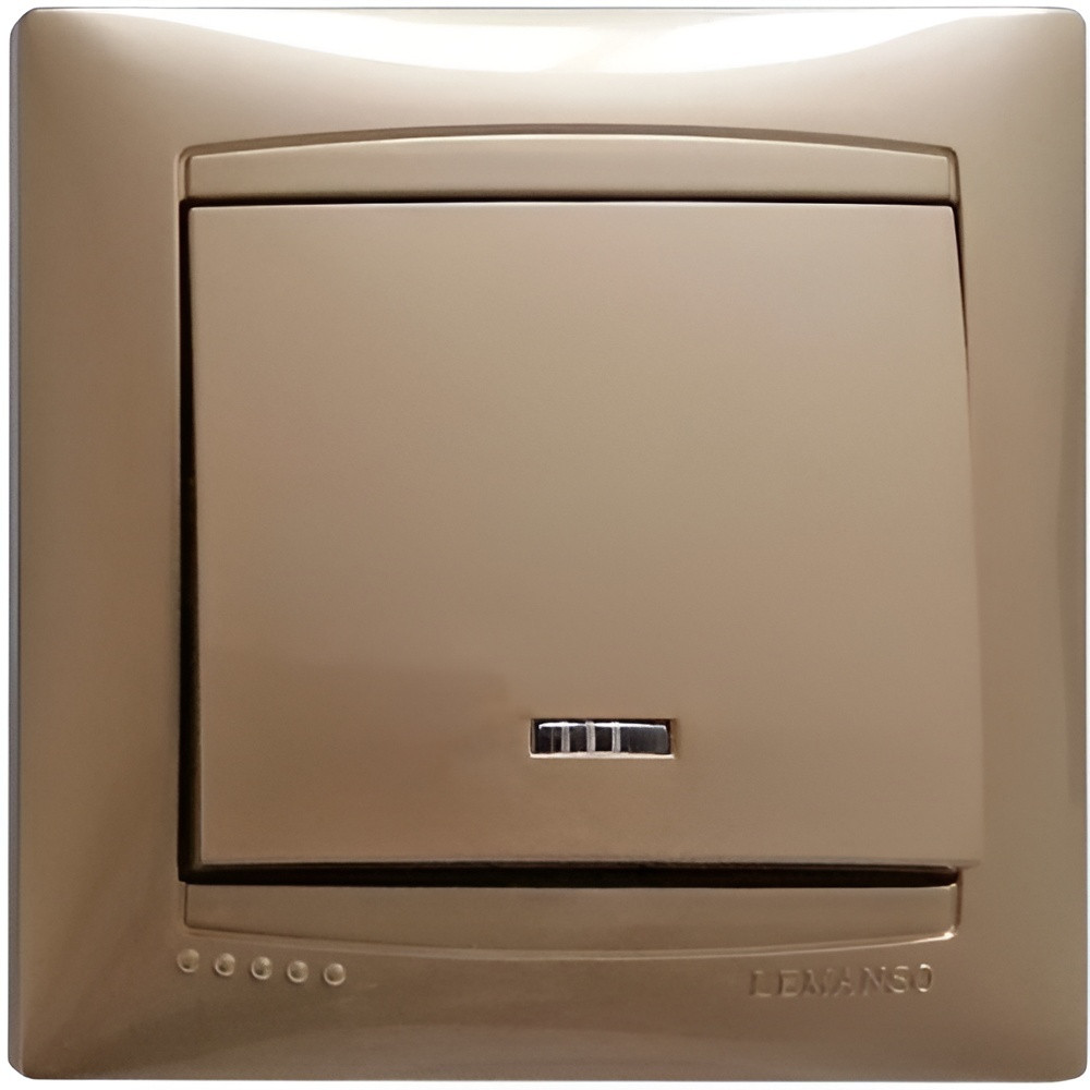 Вимикач 1-й + LED підсвітка  LEMANSO Сакура золото  LMR1204