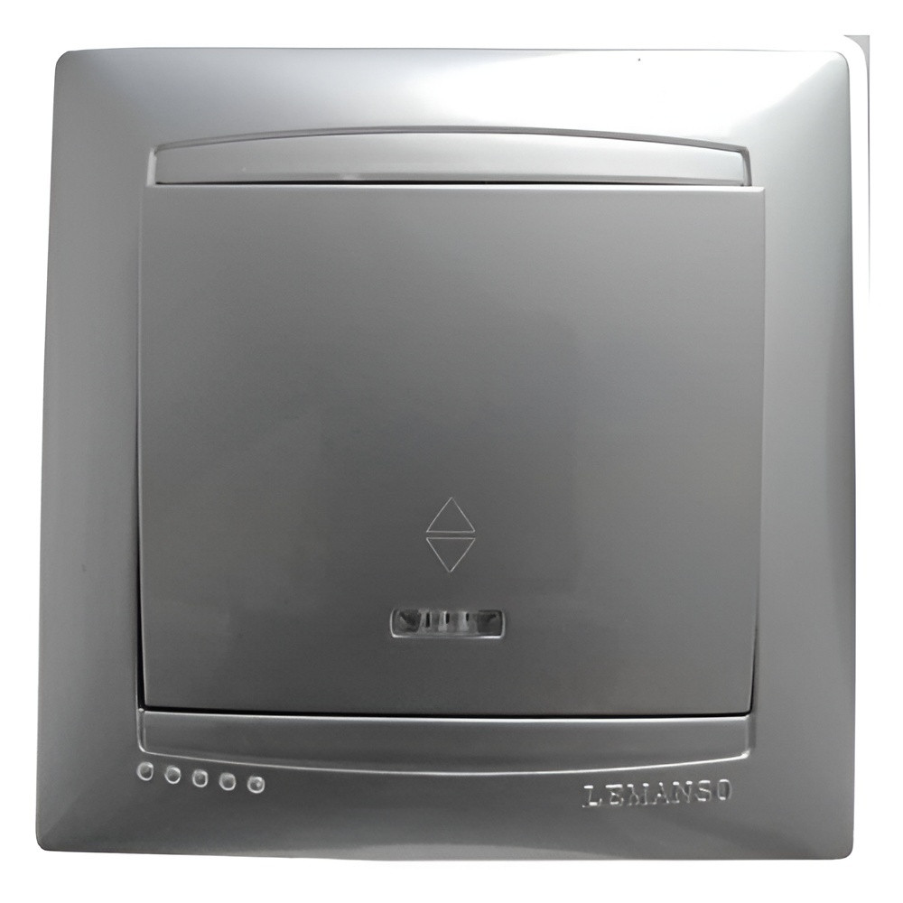 Вимикач 1-й прохідний + LED підсвітка LEMANSO Сакура срібло LMR1303