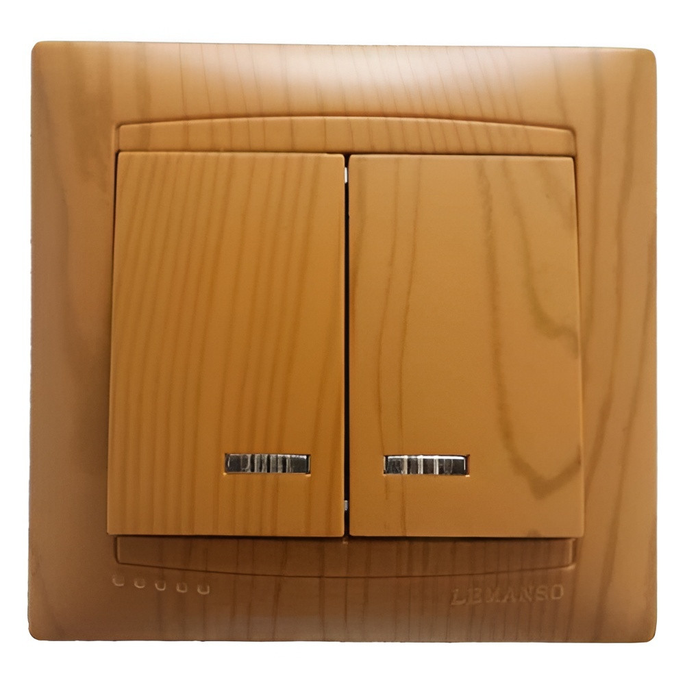 Вимикач 2-й + LED підсвітка  LEMANSO Сакура вільха   LMR1407