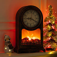 Декоративний новорічний світильник камін-годинник LED-підсвітка USB 25×14×40 (см) камін нічник новорічний декор