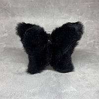 Краб-заколка для волосся Метелик, 8*7,3 см із штучним хутром, пластик,чорний, 1 шт, арт 019236, Чорний