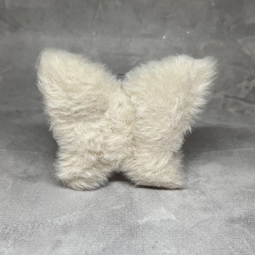 Краб-заколка для волосся Метелик, 8*7,3 см із штучним хутром, пластик, кремовий, 1 шт, арт 019237, Кремовий, фото 1