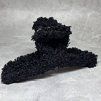 Краб-заколка для волосся 11 см з тканиною Букле, пластик, чорний, 1 шт, арт 019240, Чорний