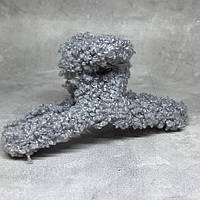 Краб-заколка для волосся 11 см з тканиною Букле, пластик, сірий, 1 шт, арт 019241, Сірий