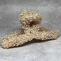 Краб-заколка для волосся 11 см з тканиною Букле, пластик, бежевий, 1 шт, арт 019243, Бежевий