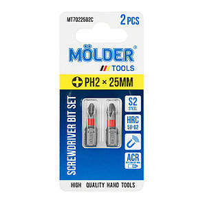 Набір біт Molder PH2x 25мм 2шт (кольорове маркування)