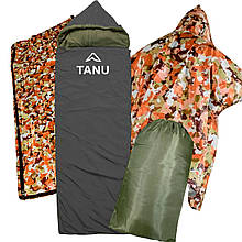 Кемпінговий термо-набір флісовий спальний мішок з подушкою TANU -30С°, 350 г/м2, розмір 220*90 см Чорний (BR)