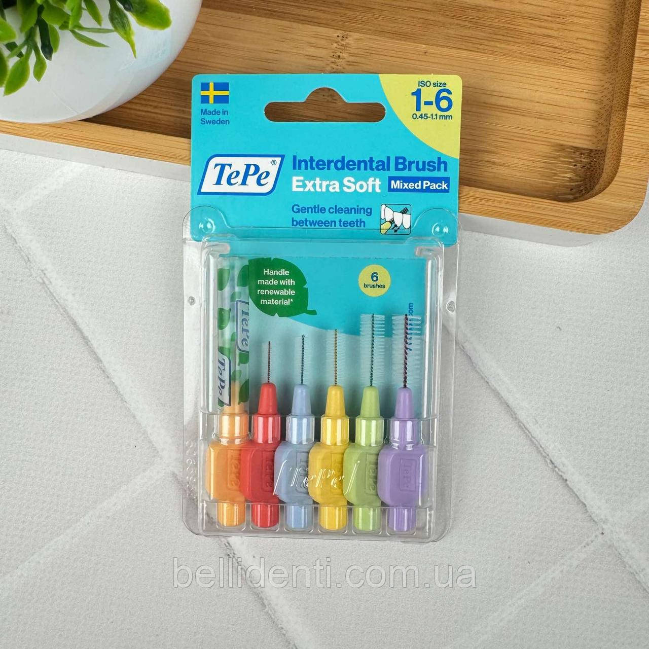 Міжзубна щітка TePe Extra Soft Mixed, 6 шт.