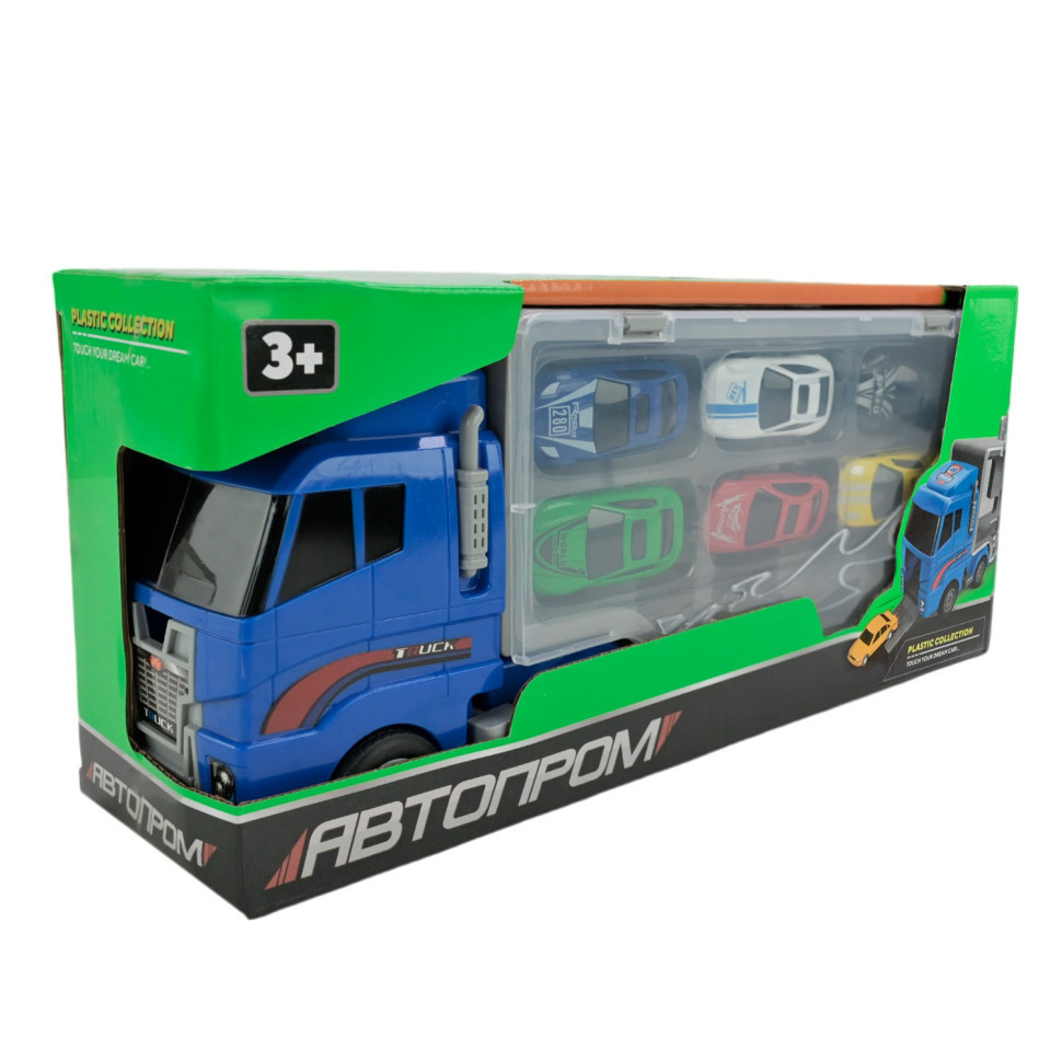 Дитячий трейлер із машинками PS006-1, 6 машинок, фото 1