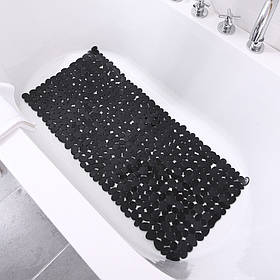 Килимок для душу і ванної кімнати силіконовий, антиковзаючий у ванну прямокутний 40х88 см, чорний