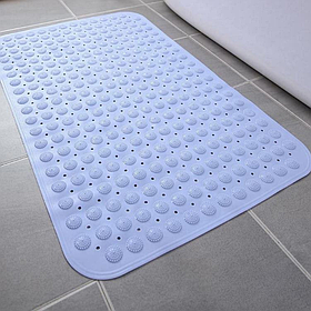 Килимок для душу і ванної кімнати силіконовий, масажний антиковзаючий у ванну прямокутний 40х80 см, блакитний