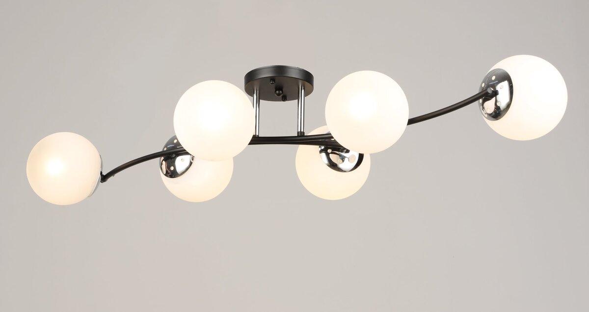 Люстра стельова на 6 плафонів VALESO K2318/6 чорний+хром E27, фото 1