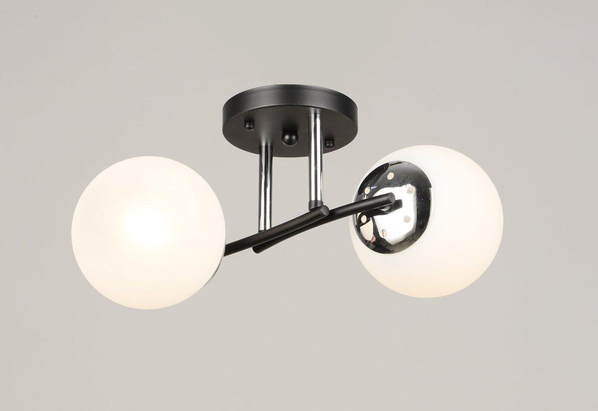 Люстра стельова на 2 плафони VALESO K2318/2 чорний+хром E27, фото 1