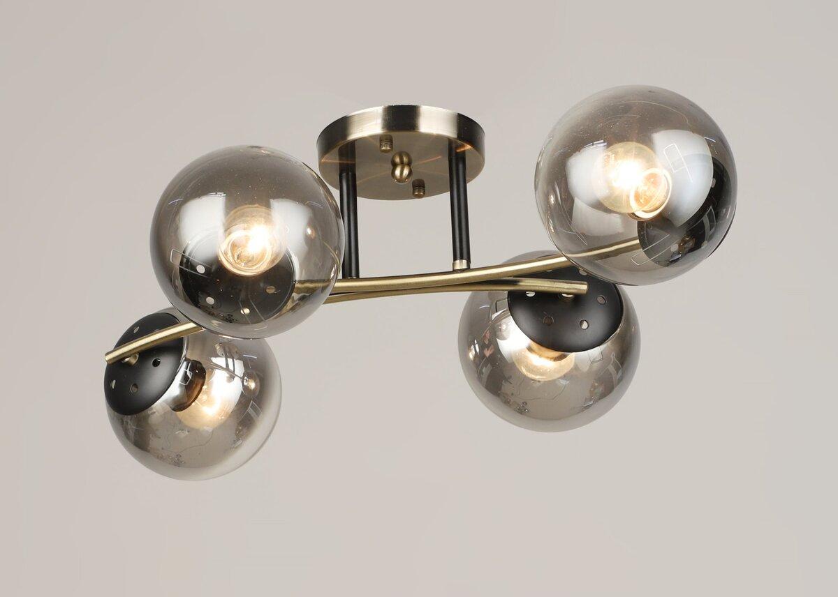 Люстра стельова на 4 плафони VALESO K2317/4 бронза+чорний E27, фото 1