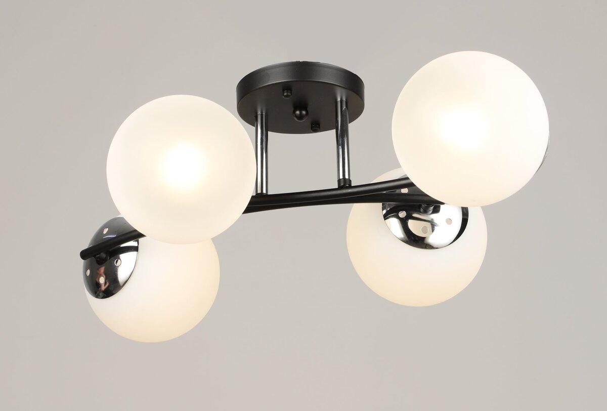 Люстра стельова на 4 плафони VALESO K2318/4 чорний+хром E27, фото 1