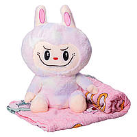 М'яка іграшка-плед, подушка 3 в 1 Лабубу 50 см Рожевий ТМ COLORFUL HOME LAB1P