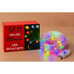 Гірлянда 100LED прозорий провід 10 метрів USB SF-11 енергозберігаюча водонепроникна