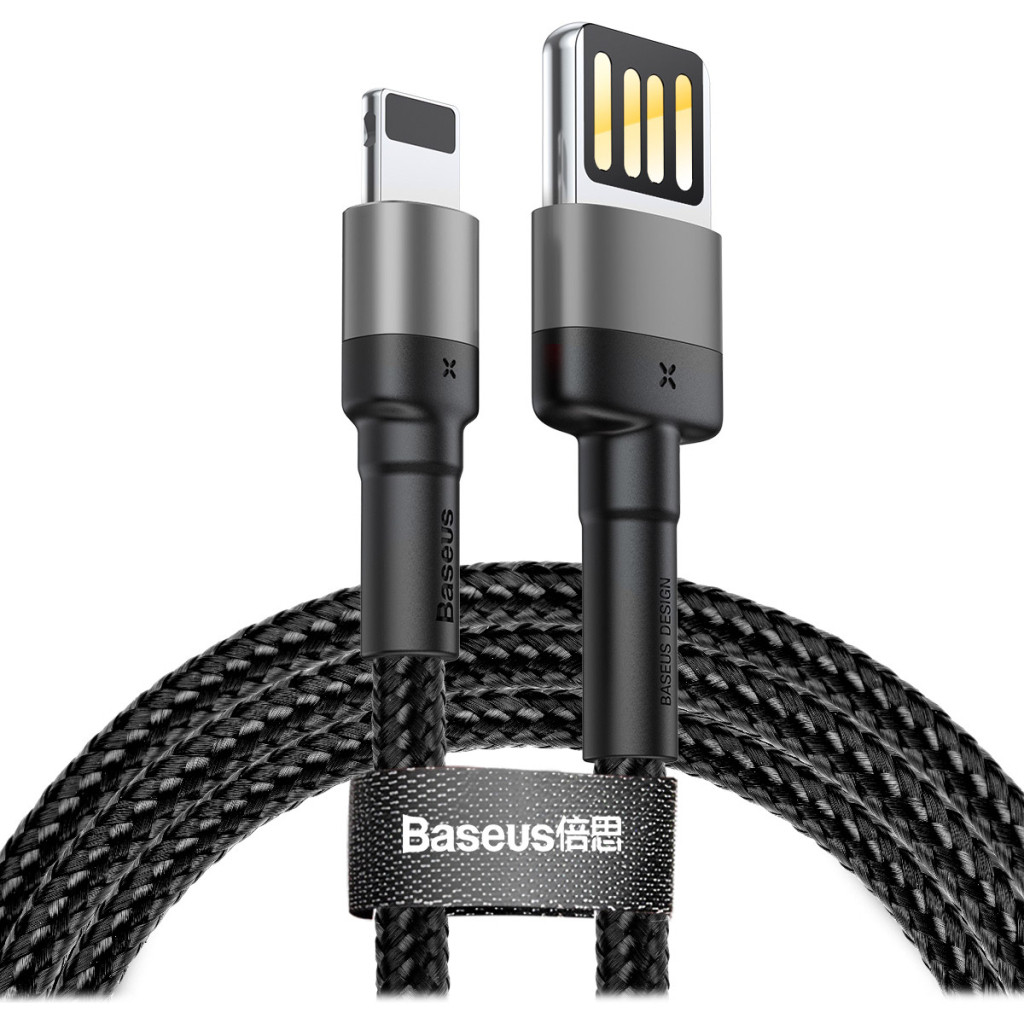 Дата кабель USB 2.0 AM to Lightning 1.0m 2.4A Cafule Special Edition Black-Grey Baseus (CALKLF-GG1) (g274743), фото 1