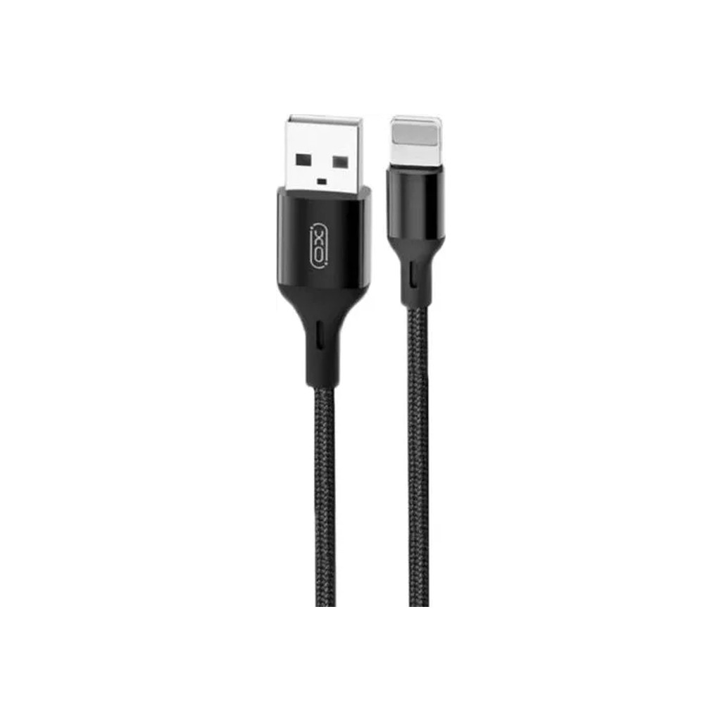 Дата кабель USB 2.0 AM to Lightning 1.0m NB143 Braided Black XO (XO-NB143i1-BK) (x274845), фото 1