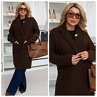 Женское пальто букле длинное большого размера