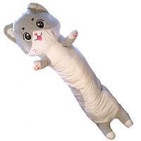 Мягкая игрушка-обнимашка Кот батон серый 110 см C3